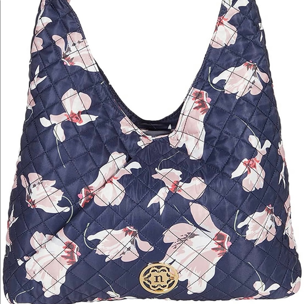 NWT Nanette Lepore Navy Blossom Nylon Purse